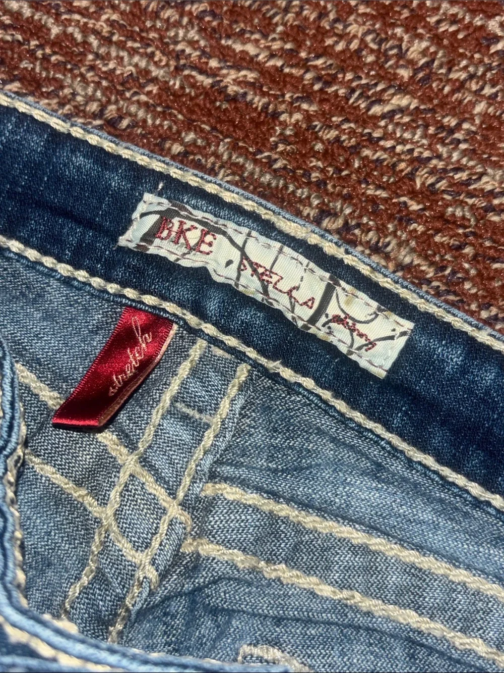 BKE Stella skinny dark wash embroidered pocket western distressed denim 27 - Picture 7 of 13
